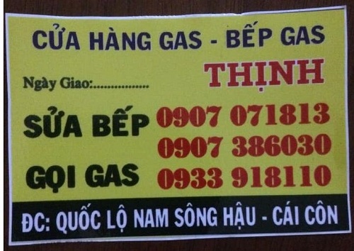 Cửa hàng gas, bếp gas Thịnh tại Sóc Trăng – 0933 918 100