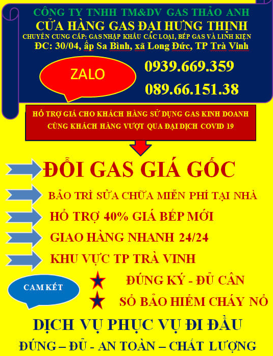 Cửa hàng gas, sửa bếp gas Đại Hưng Thịnh tại Trà Vinh – 0939 669 359